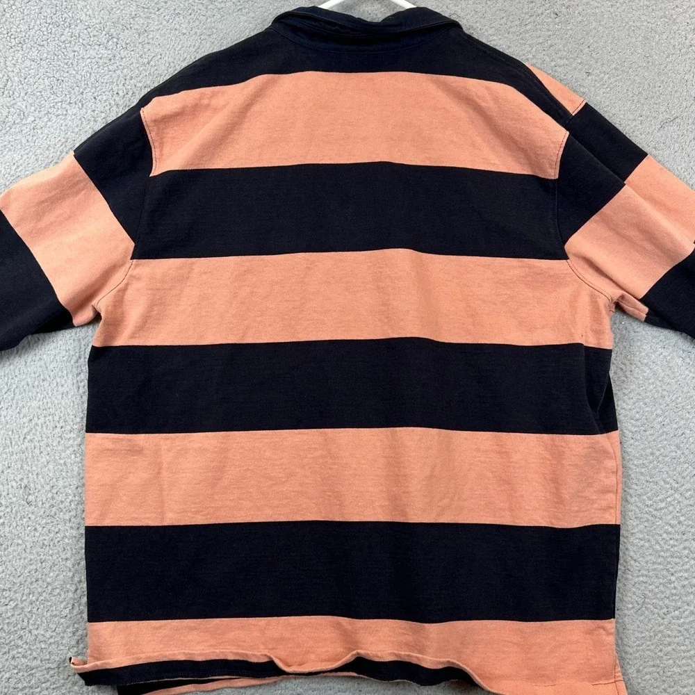 The North Face Rugby Shirt Mens 2XL Navy Pink Striped Polo Long Sleeve Casual